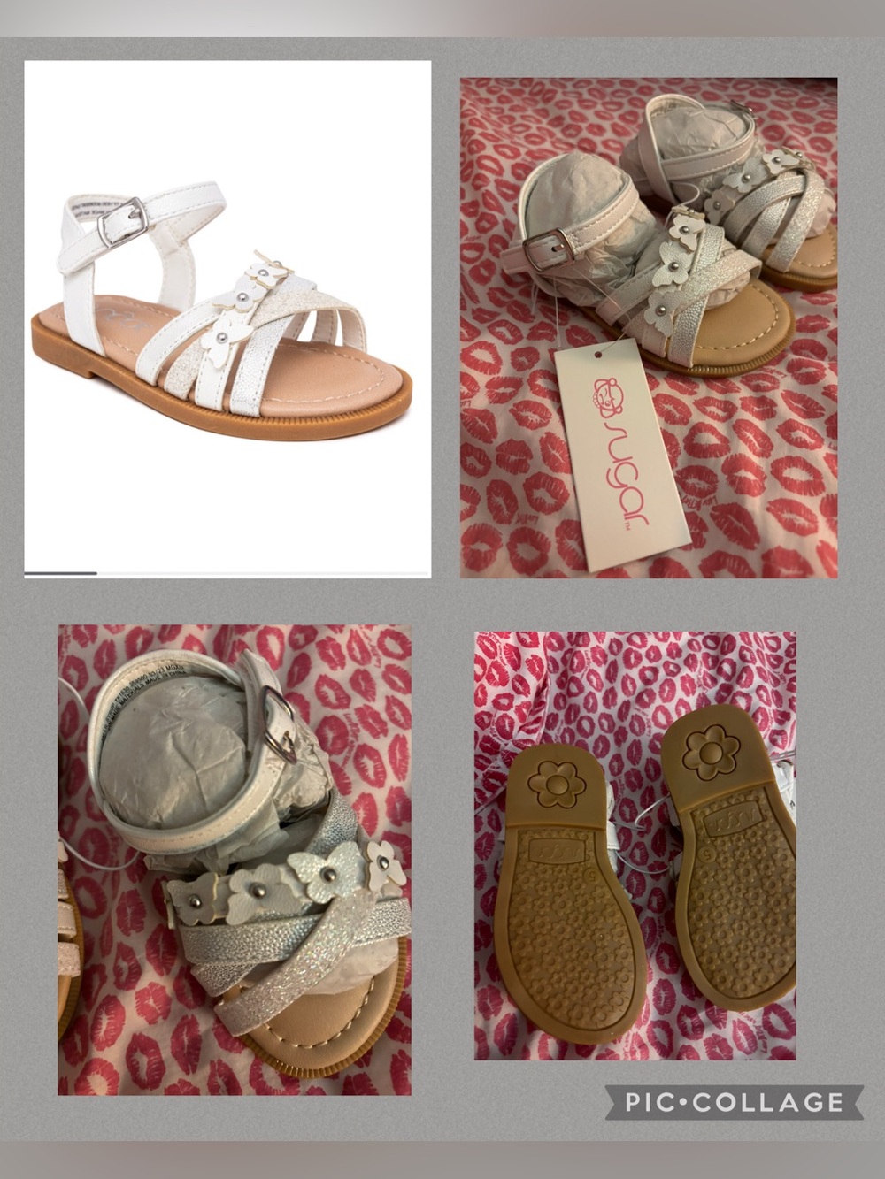 Toddler’s Girl lil syrup flat sandals by Sugar with butterfly detail size 5